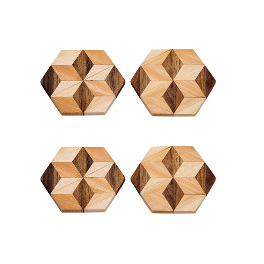 Handmade Hexagon Wooden Coasters (Set of 2 or 4)-0
