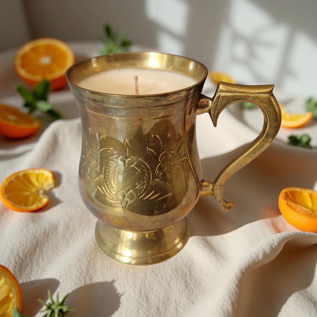 Repurposed Bronze Goblet Candle-3