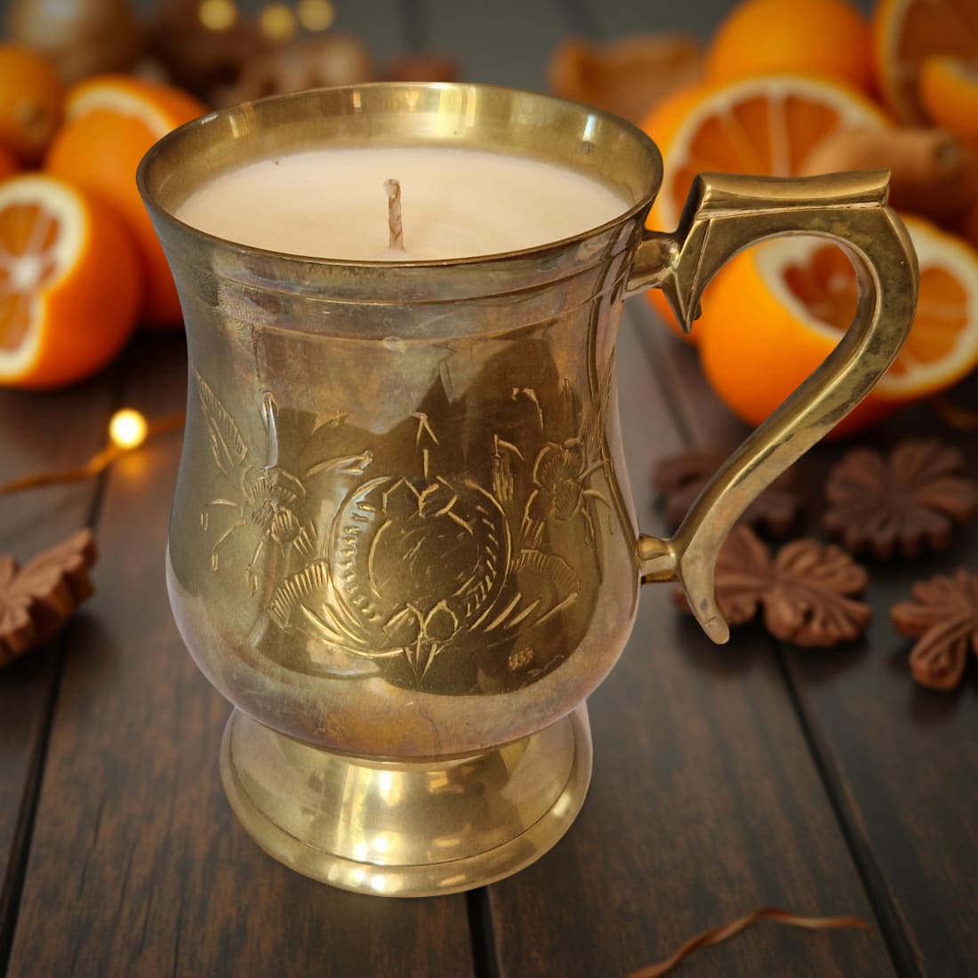 Repurposed Bronze Goblet Candle-0